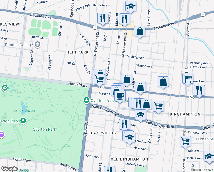 map of restaurants, bars, coffee shops, grocery stores, and more near 2404 U.S. 70 in Memphis
