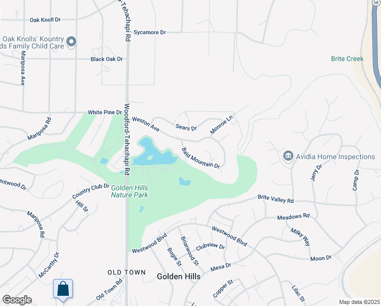 map of restaurants, bars, coffee shops, grocery stores, and more near 20209 Bald Mountain Drive in Tehachapi