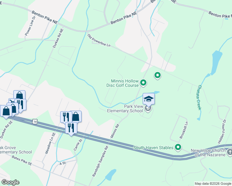 map of restaurants, bars, coffee shops, grocery stores, and more near 315 Minnis Road in Cleveland