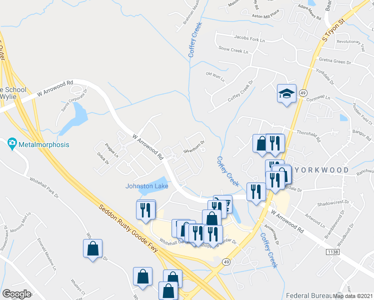 map of restaurants, bars, coffee shops, grocery stores, and more near in Charlotte