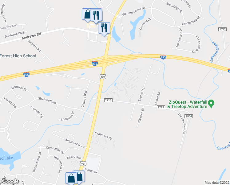 map of restaurants, bars, coffee shops, grocery stores, and more near 244 Carver Pine Loop in Fayetteville