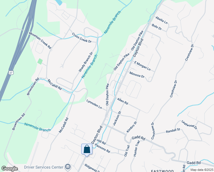 map of restaurants, bars, coffee shops, grocery stores, and more near 5580 Old Dayton Pike in Chattanooga