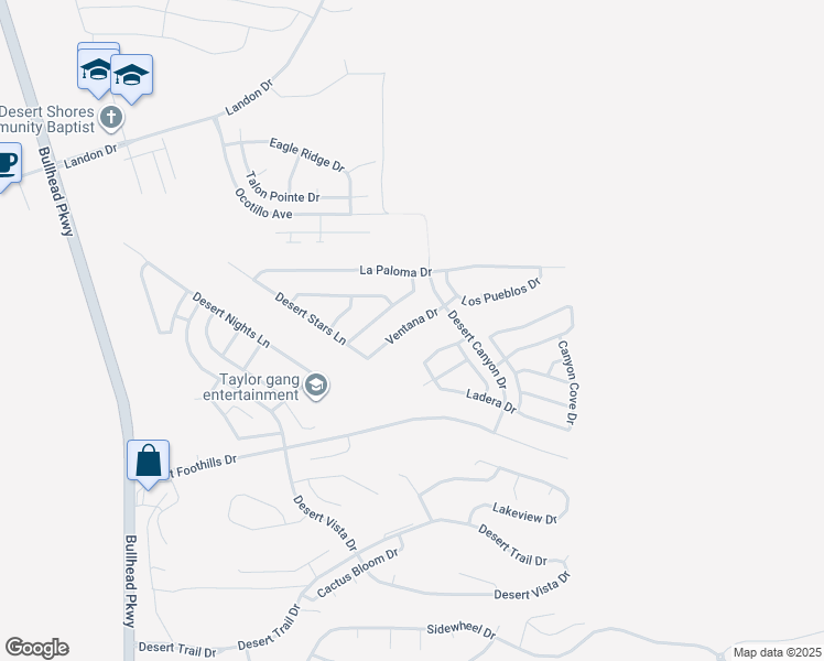 map of restaurants, bars, coffee shops, grocery stores, and more near 2852 Ventana Drive in Bullhead City