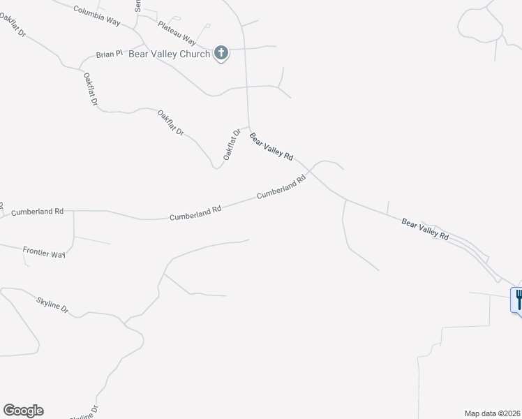 map of restaurants, bars, coffee shops, grocery stores, and more near 26050 Cumberland Road in Tehachapi