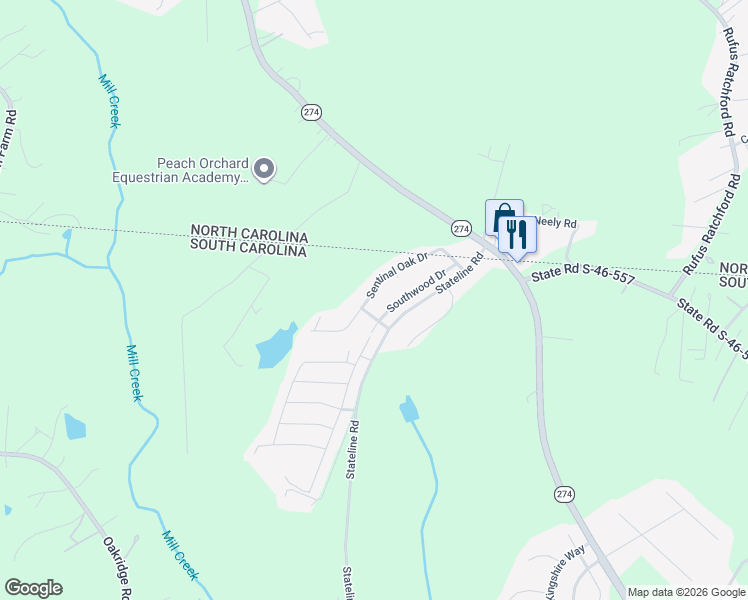 map of restaurants, bars, coffee shops, grocery stores, and more near 1026 Sentinal Oak Drive in Lake Wylie