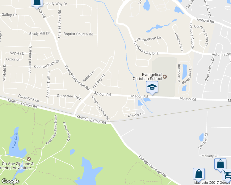 map of restaurants, bars, coffee shops, grocery stores, and more near 7380 Macon Road in Shelby County