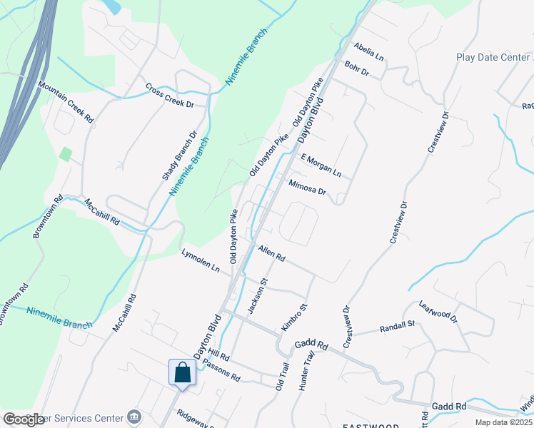 map of restaurants, bars, coffee shops, grocery stores, and more near 5641 Acadia Drive in Chattanooga