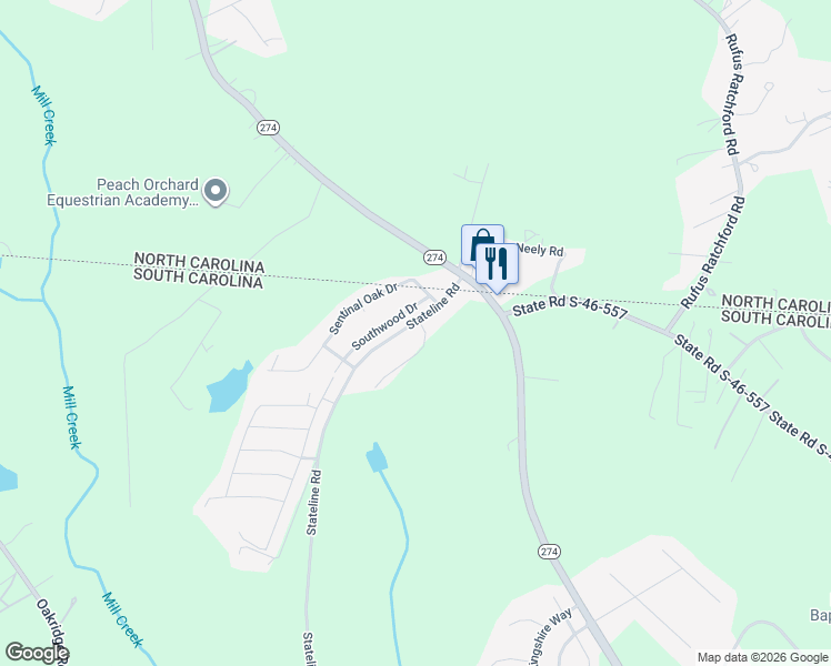 map of restaurants, bars, coffee shops, grocery stores, and more near 1242 Stateline Road in Clover