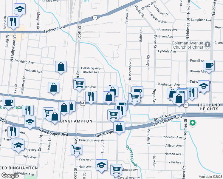 map of restaurants, bars, coffee shops, grocery stores, and more near 679 Glankler Street in Memphis