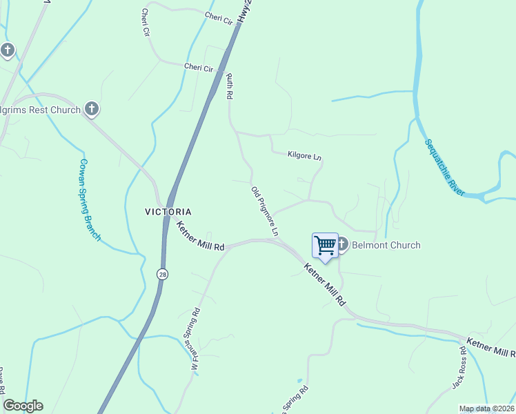 map of restaurants, bars, coffee shops, grocery stores, and more near 1720 Morrison Springs Road in Whitwell