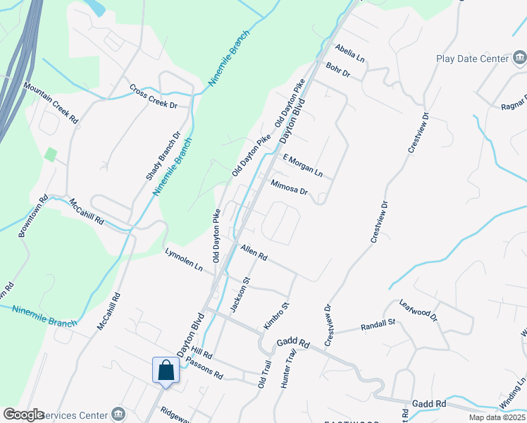 map of restaurants, bars, coffee shops, grocery stores, and more near 5641 Acadia Drive in Chattanooga