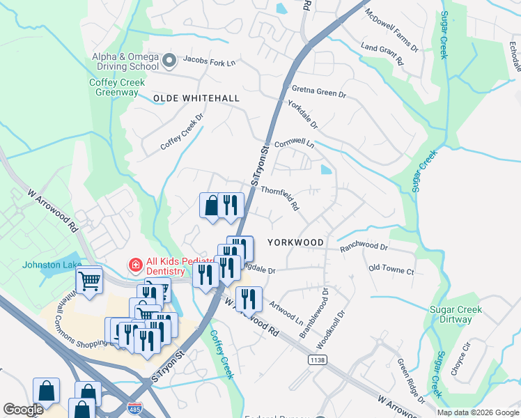 map of restaurants, bars, coffee shops, grocery stores, and more near in Charlotte