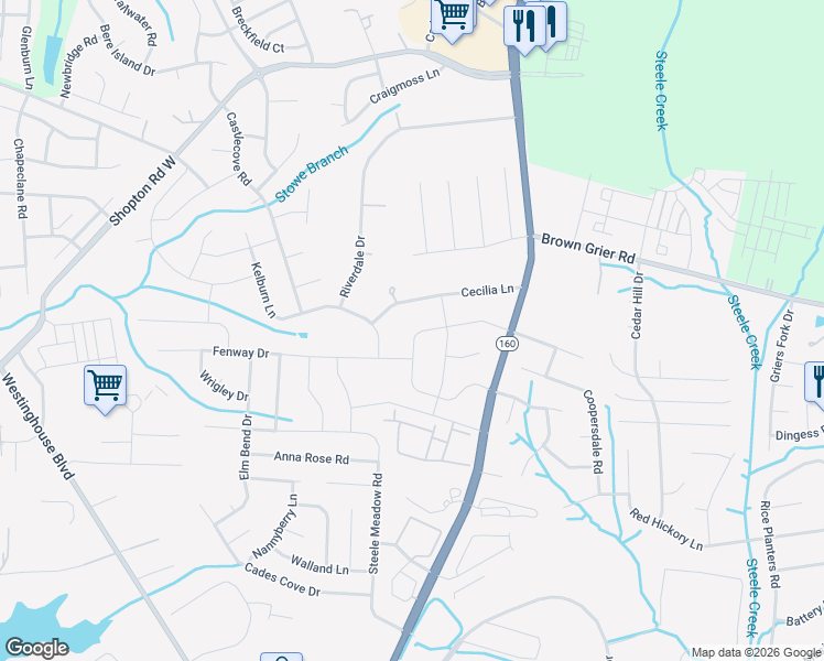 map of restaurants, bars, coffee shops, grocery stores, and more near 4514 Collingham Drive in Charlotte