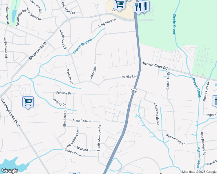 map of restaurants, bars, coffee shops, grocery stores, and more near 4514 Collingham Drive in Charlotte