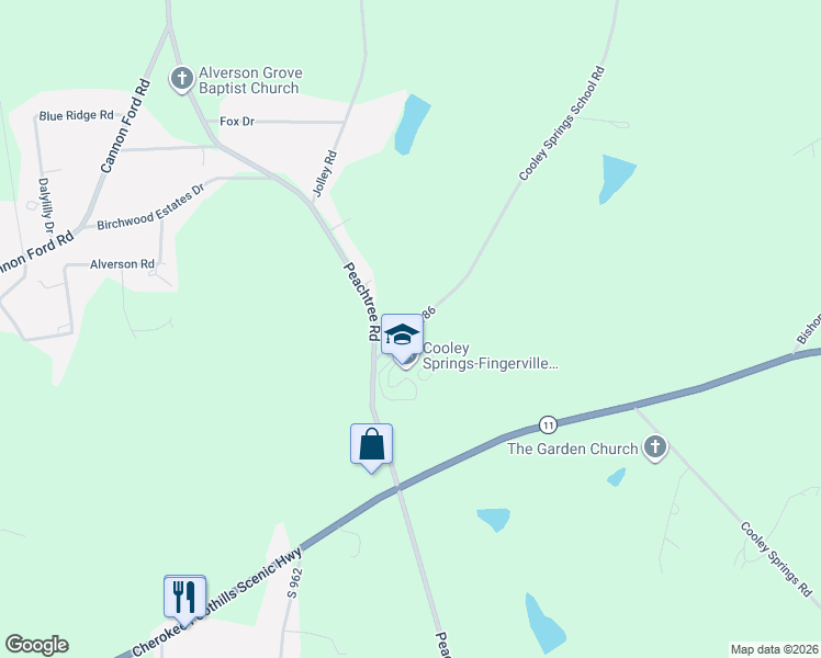map of restaurants, bars, coffee shops, grocery stores, and more near 140 Cooley Springs School Road in Chesnee