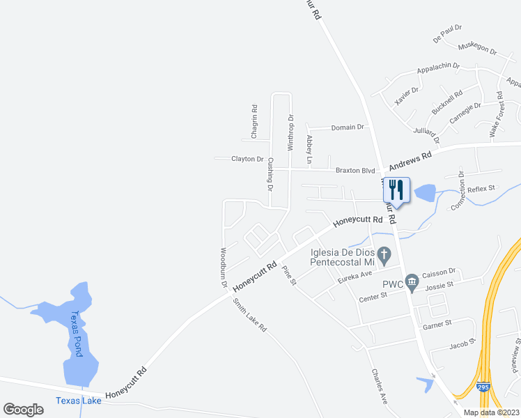 map of restaurants, bars, coffee shops, grocery stores, and more near 611 Woodburn Drive in Fayetteville
