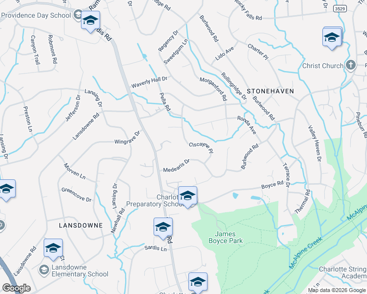 map of restaurants, bars, coffee shops, grocery stores, and more near 209 Medearis Drive in Charlotte