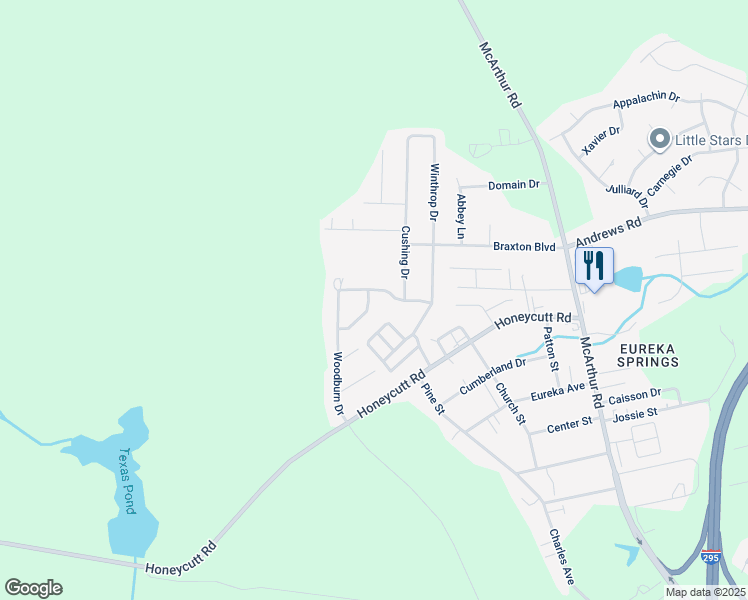 map of restaurants, bars, coffee shops, grocery stores, and more near 6414 Spring Hill Drive in Fayetteville
