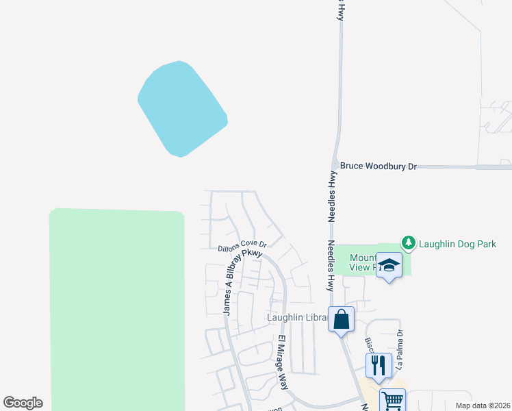map of restaurants, bars, coffee shops, grocery stores, and more near 2517 Morrow Ridge Place in Laughlin