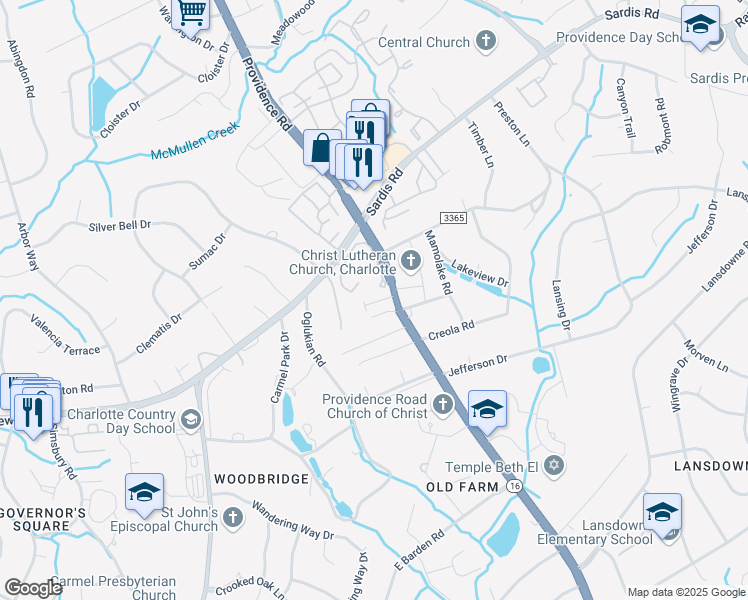 map of restaurants, bars, coffee shops, grocery stores, and more near in Charlotte