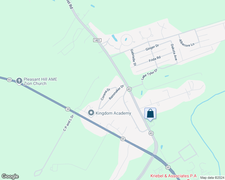 map of restaurants, bars, coffee shops, grocery stores, and more near 4713 Corena Drive in New Bern
