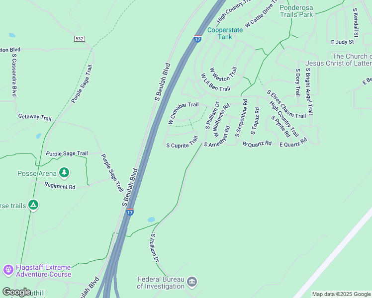 map of restaurants, bars, coffee shops, grocery stores, and more near 529 West Nugget Trail in Flagstaff