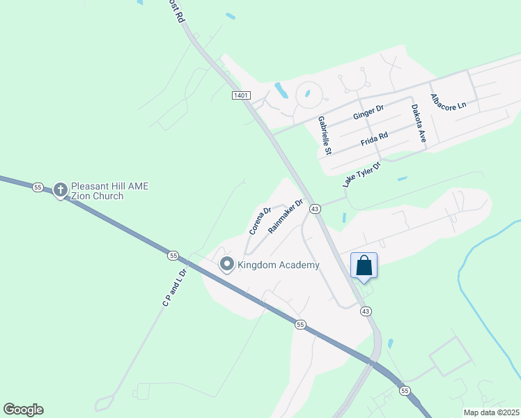 map of restaurants, bars, coffee shops, grocery stores, and more near 4724 Corena Drive in New Bern