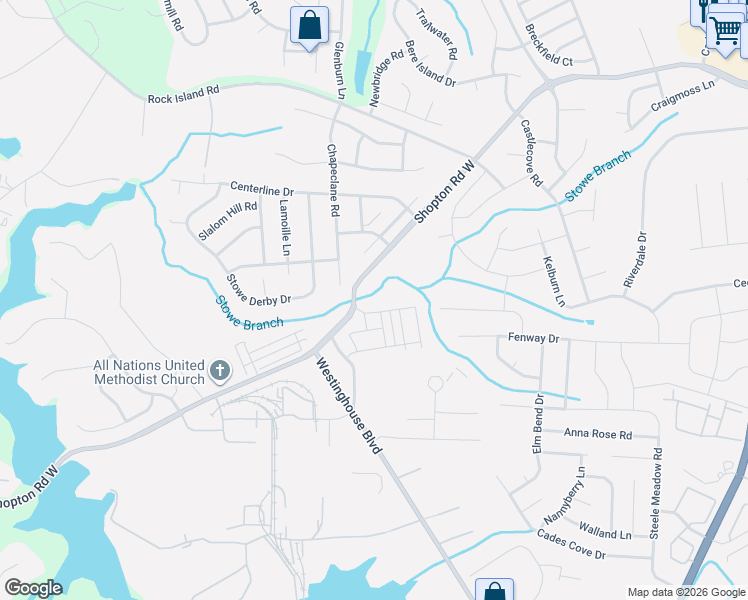 map of restaurants, bars, coffee shops, grocery stores, and more near 10928 Shopton Road West in Charlotte
