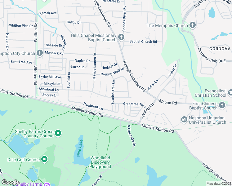 map of restaurants, bars, coffee shops, grocery stores, and more near 998 Spanish Trail Lane in Shelby County