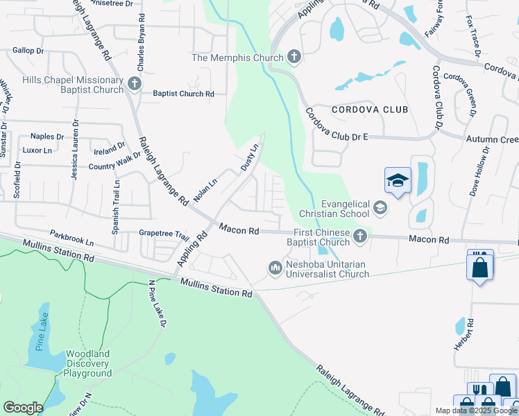map of restaurants, bars, coffee shops, grocery stores, and more near 987 Crayton Ridge Drive in Shelby County