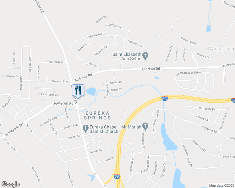 map of restaurants, bars, coffee shops, grocery stores, and more near 1119 Reflex Street in Fayetteville