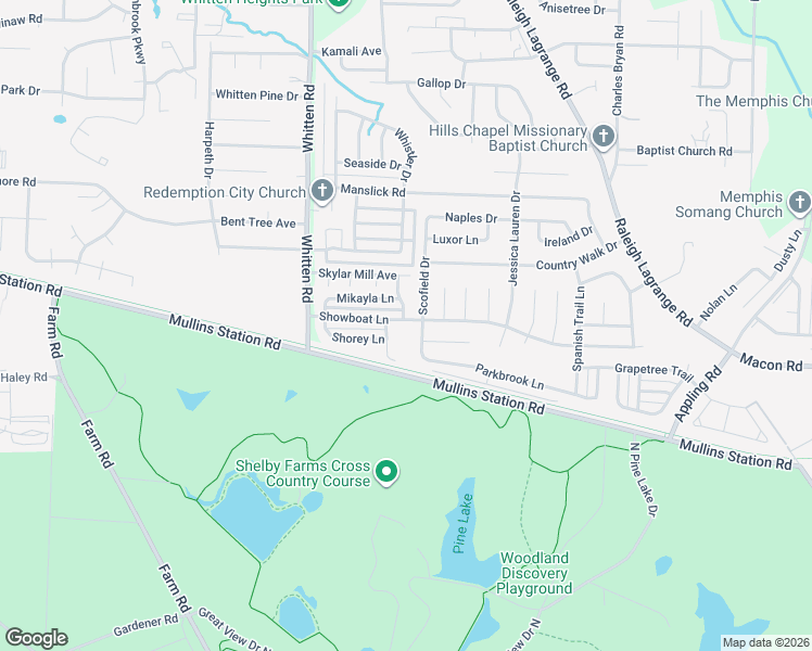 map of restaurants, bars, coffee shops, grocery stores, and more near 6887 Showboat Lane in Shelby County