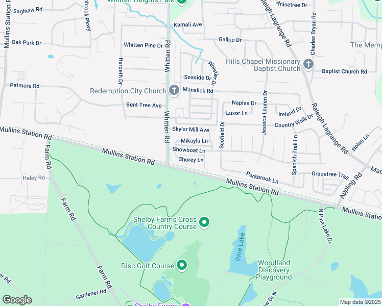 map of restaurants, bars, coffee shops, grocery stores, and more near 6837 Showboat Lane in Shelby County