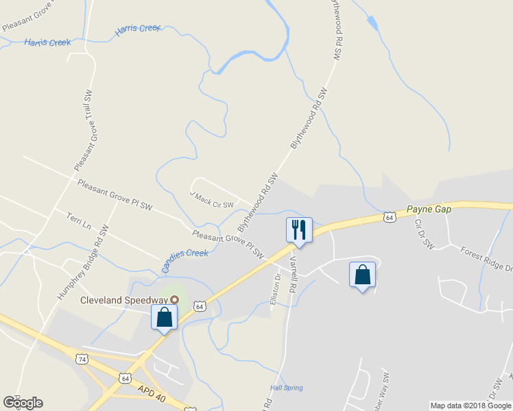 map of restaurants, bars, coffee shops, grocery stores, and more near 924 Blythewood Road Southwest in Cleveland