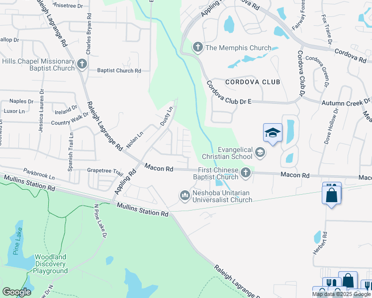 map of restaurants, bars, coffee shops, grocery stores, and more near 987 Crayton Ridge Drive in Shelby County