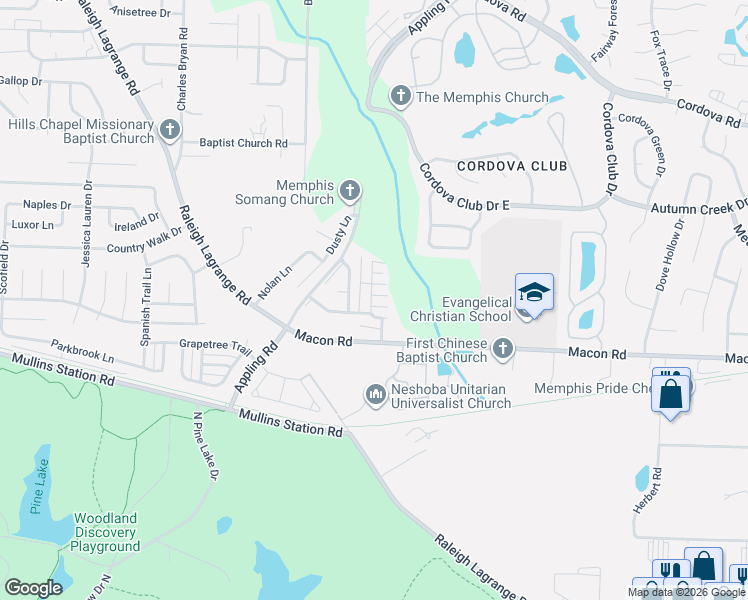 map of restaurants, bars, coffee shops, grocery stores, and more near 987 Crayton Ridge Drive in Shelby County