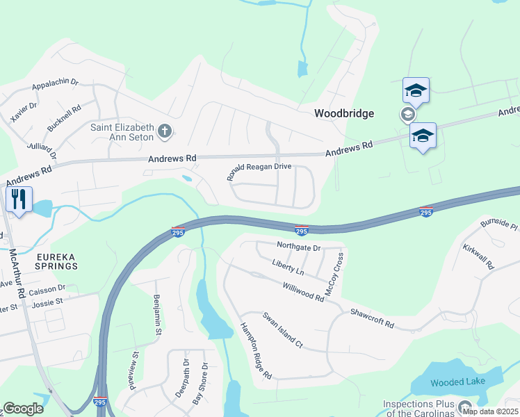 map of restaurants, bars, coffee shops, grocery stores, and more near 936 Ronald Reagan Drive in Fayetteville