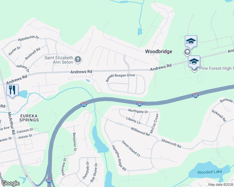 map of restaurants, bars, coffee shops, grocery stores, and more near 936 Ronald Reagan Drive in Fayetteville