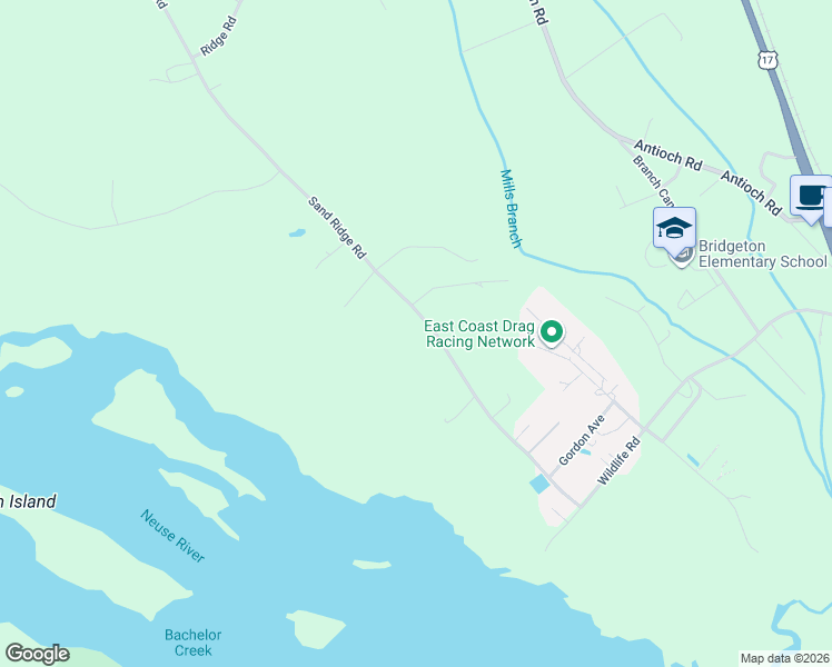 map of restaurants, bars, coffee shops, grocery stores, and more near 425 Sand Ridge Rd in New Bern