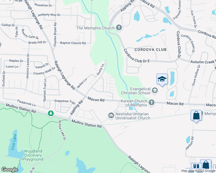 map of restaurants, bars, coffee shops, grocery stores, and more near 987 Crayton Ridge Drive in Shelby County