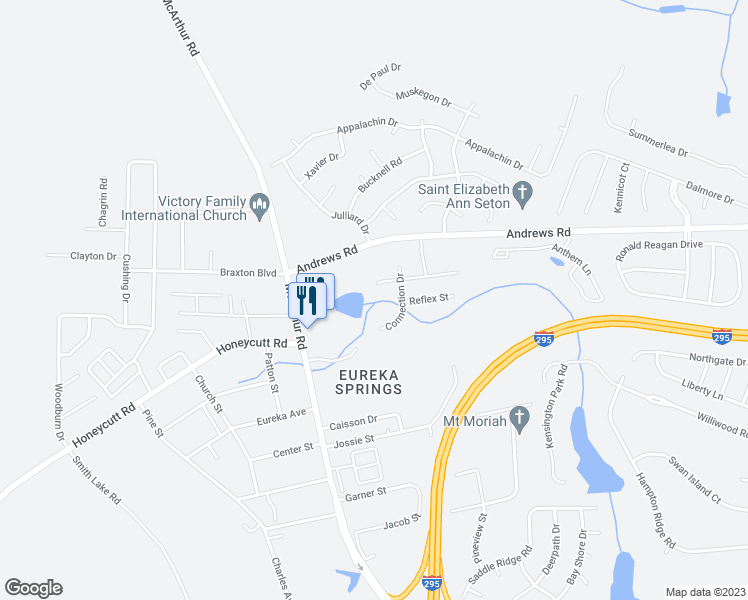 map of restaurants, bars, coffee shops, grocery stores, and more near 1213 Artemis Drive in Fayetteville