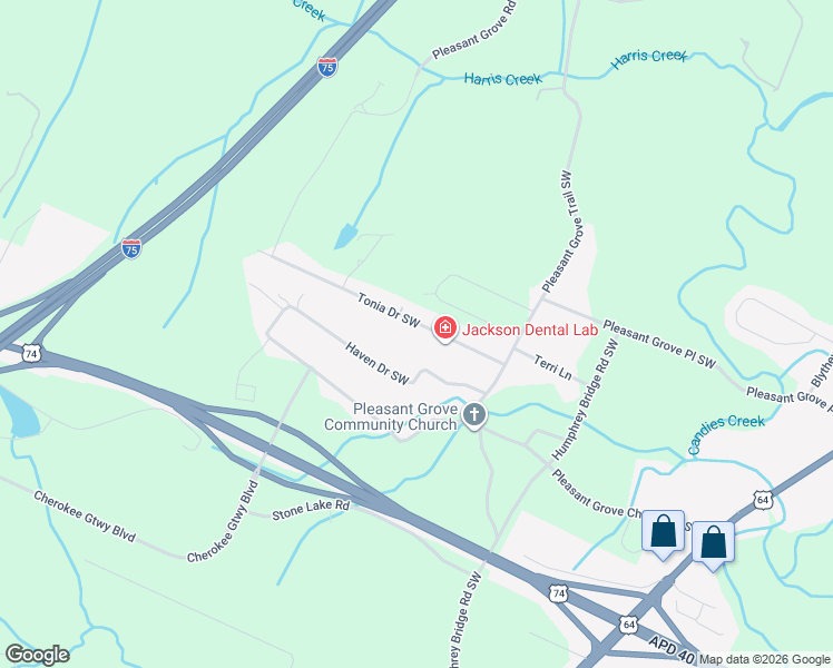 map of restaurants, bars, coffee shops, grocery stores, and more near 3181 Tonia Dr SW in Cleveland