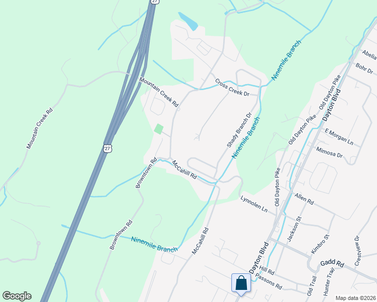 map of restaurants, bars, coffee shops, grocery stores, and more near 330 Knoll Creek Circle in Chattanooga