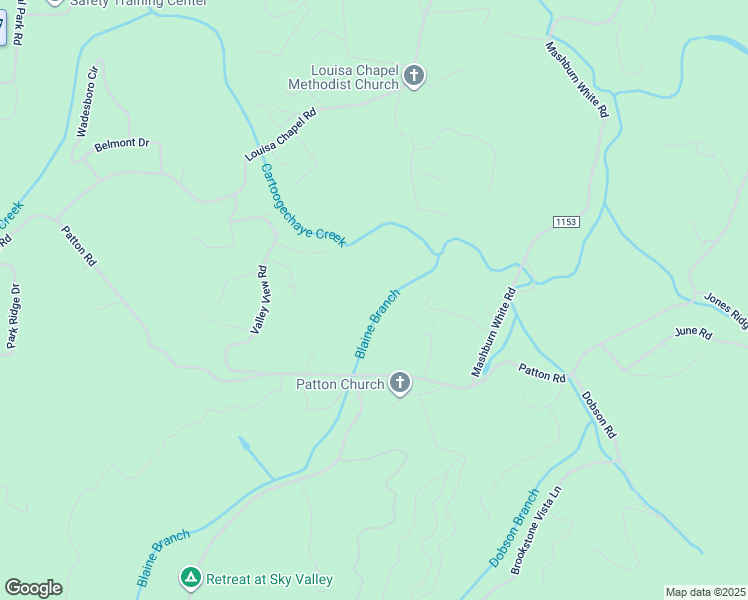 map of restaurants, bars, coffee shops, grocery stores, and more near Patton Road in Franklin