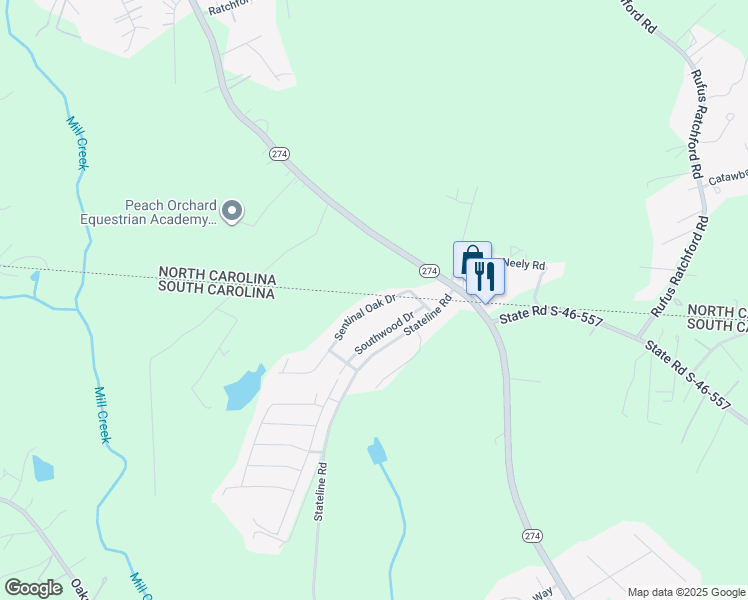 map of restaurants, bars, coffee shops, grocery stores, and more near 1051 Sentinal Oak Drive in Lake Wylie