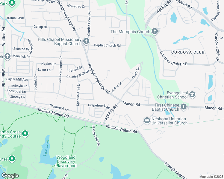 map of restaurants, bars, coffee shops, grocery stores, and more near 983 Nolan Lane in Shelby County