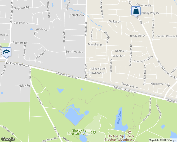 map of restaurants, bars, coffee shops, grocery stores, and more near 6790 Showboat Lane in Shelby County