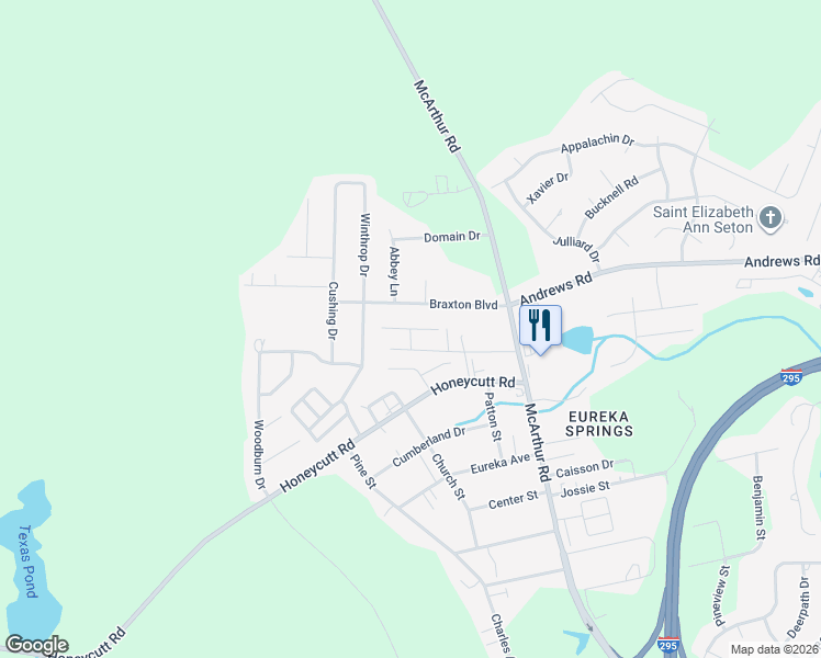 map of restaurants, bars, coffee shops, grocery stores, and more near Kittrell Road in Fayetteville