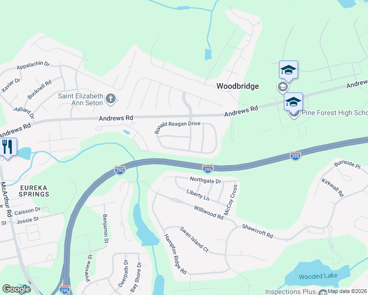 map of restaurants, bars, coffee shops, grocery stores, and more near 3404 Park Hill Drive in Fayetteville