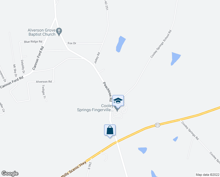 map of restaurants, bars, coffee shops, grocery stores, and more near 3340 Peachtree Road in Chesnee